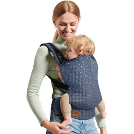 Kinderkraft Baby Carrier NINO Confetti Ergonomic Sling, Holder, Lightweight, Confortable, Ajustable, 2 Carrying Position: Front and Backpack, for Newborn, from 3 Month to 20 kg, Denim Blue