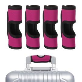 QUARKZMAN Luggage Handle Wraps, 4 Pieces Hollow Neoprene Handbag Handle Cover Protector Luggage Identifiers Suitcase Handle Wrap for Luggage Suitcase Travel Bags, Rose Red