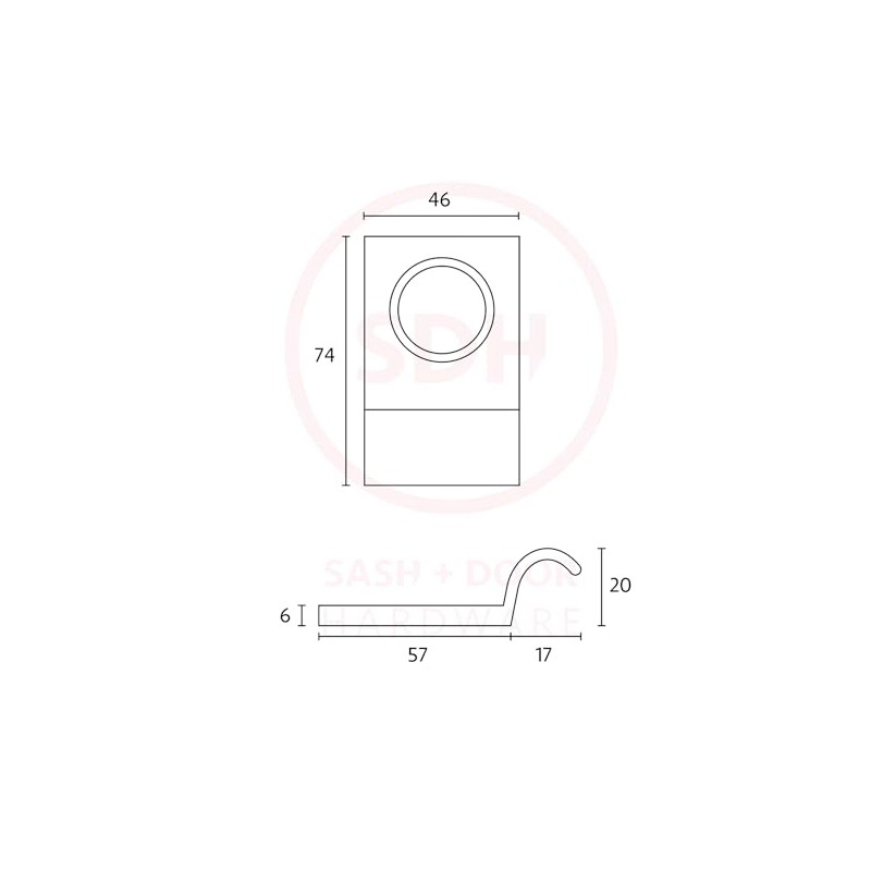 Dart Square Top Solid Brass Cylinder Pull 84mm x 45mm