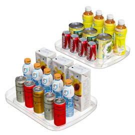 REBECAT Lazy Susan Turntable Organizer for Refrigerator 360° Refrigerator Organizers and Storage Lazy Susan Organizer for Fridge, Cabinet, and Pantry,13.85x10.27,(Clear 2 Pack)