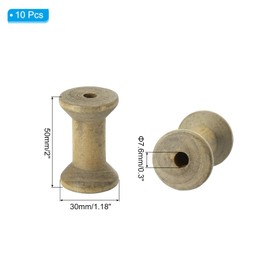 PATIKIL Wooden Empty Spools 2" x 1.4", 10Pcs Unfinished Wood Sewing Thread Spool Natural Wire Weaving Bobbins for Crafts Embroidery, Brown