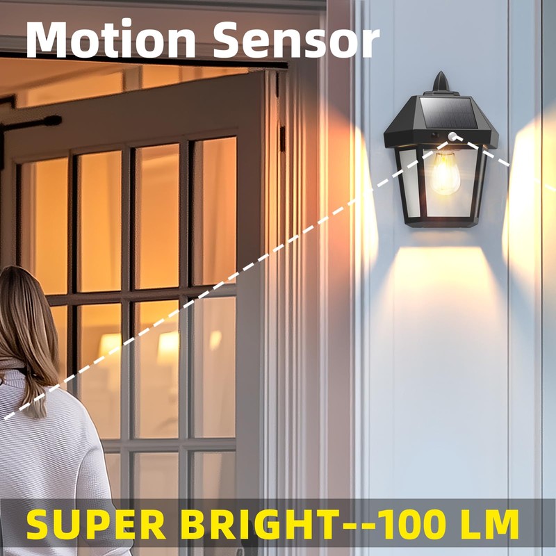 DERAYSION Solar Porch Lights Outdoor, 9 Inch Solar Wall Lanterns