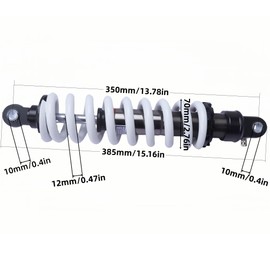 350mm 13.8“ Rear Shock Absorber 12mm Heavy-Duty Spring Max Load 800lbs for Dirt Bike Pit Bike ATV Quad Go Kart Fits Most 50cc–250cc