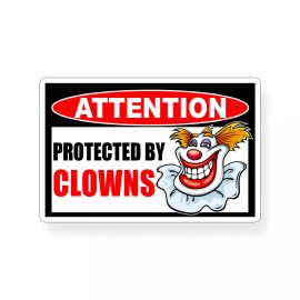 215_Decals Funny Protected by Clown Sticker Prank Cup Cooler Car Laptop Window Bumper Decal