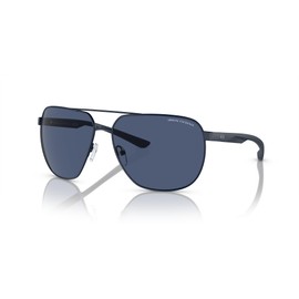 A|X ARMANI EXCHANGE Men's AX2047S Aviator Sunglasses, Matte Blue/Dark Blue, 63 mm