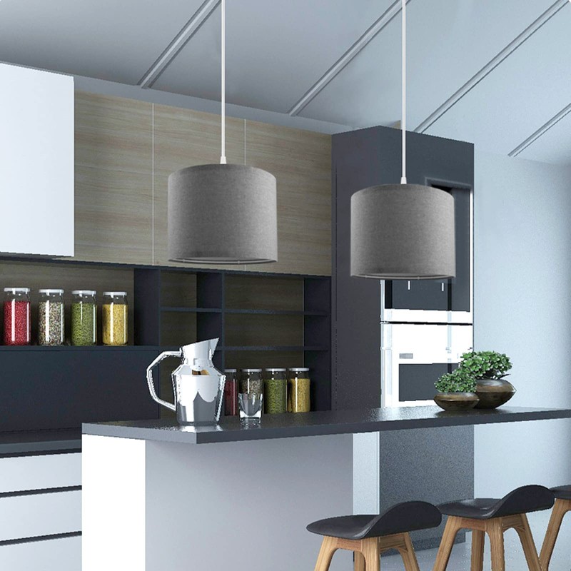 ZSLAIFU 15FT Plug in Pendant Light, Hanging Lamp with Switch,Gray