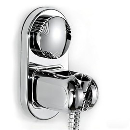 Suction Cup Handheld Shower Head Holder - 90 Degree 5 Angles Adjustable - Wide Input - Ideal for Large & Heavy Shower Heads - Bathroom Wall Mounted Shower Wand Holder (Polished Chrome)