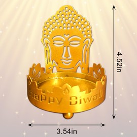 Diwali Shadow Diya Indian Lord Buddha Tea Light Holders for Diwali Decoration Gift Traditional Dawali Shadow Lamps Religious Tealight Candle Holder Return Gifts for Indian Housewarming Pooja Favor