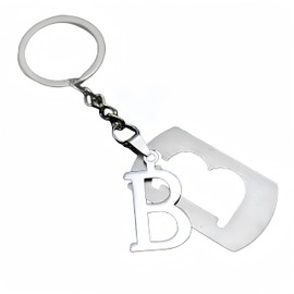 Bkinpid Initial Letter Keychain Letter Keychain for Car Bag Keychain Stainless Steel, Silver, Small