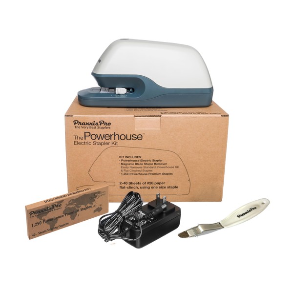 PraxxisPro Powerhouse Ultra-Quiet 40 Sheet Premium Electric Stapler – Jam-Free