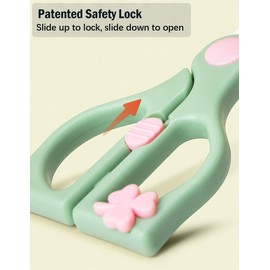 Baby Food Scissors Kicthen Shears,Portable Healthy Cute Kids Scissors Stainless Steel Scissors with Safety Lock and Storage Case - Ideal for Cutting Meat, Chicken, Vegetables, and Fruits (2Pack)