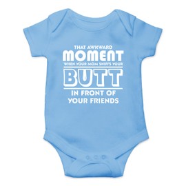 Awkward Moment Your Mom Sniffs Your Butt Funny Cute Infant Creeper, One Piece Baby Bodysuit, Azul claro, Recién nacido
