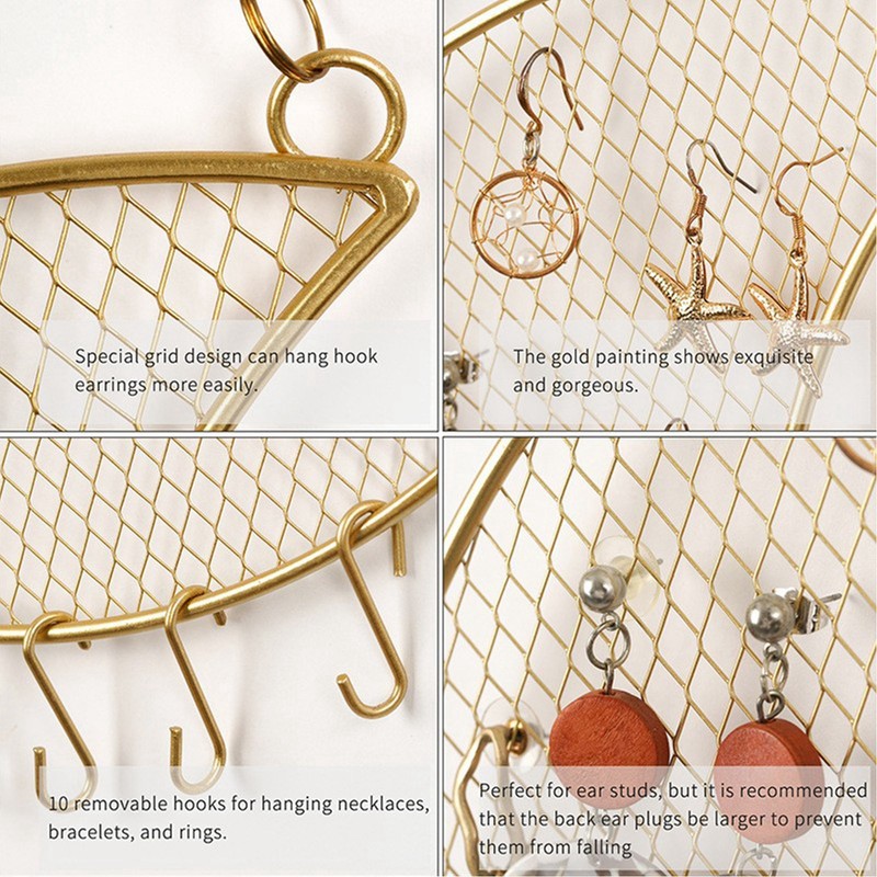 Hanging Jewelry Holder Wall Mounted Metal Mesh Jewelry Display Rack
