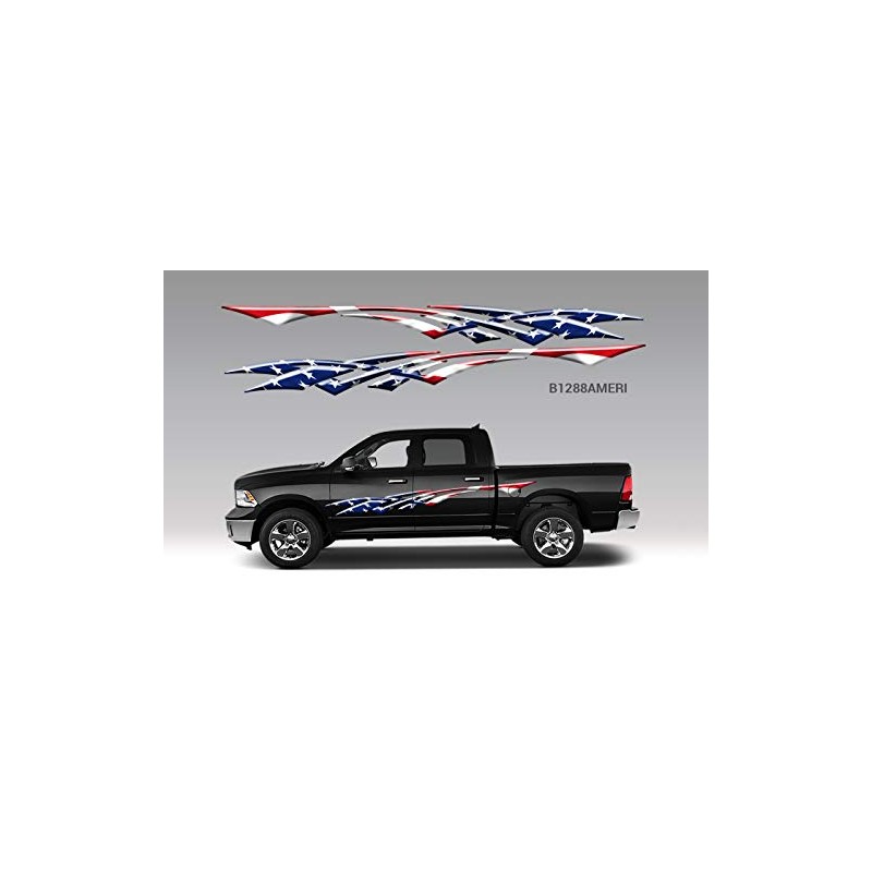 2 Car Truck American Flag Side Decals Graphics Stripes Vinyl