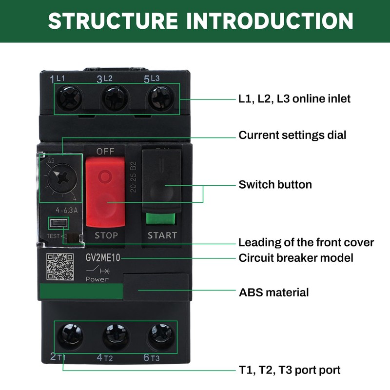 DewinLVD Motor protection switch, motor protection switch GV2ME10 4-6.3A 690VAC