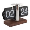 Greensen Retro Flip-Down Clock with Black Walnut Base Mechanical Car