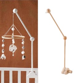Hanging Wooden Baby Crib Mobile Arm, Baby Mobile Holder Arm, Mobile Arm for Crib, Strong Slip Attachment Wooden Nursery Accessories Bed Decor Bell (Wood Color)