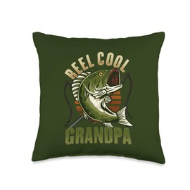 Reel Cool Grandpa Angler Fishing Grandfather Father's Day Throw Pillow