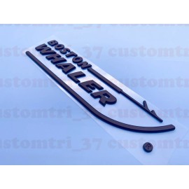 Unbranded 2pcs Matte Black BOSTON WHALER EMBLEM NEW 8-3/4" X 2" PEEL AND STICK