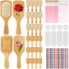 24 Set Wooden Hair Brushes Bamboo Hairbrushes Painting Kit