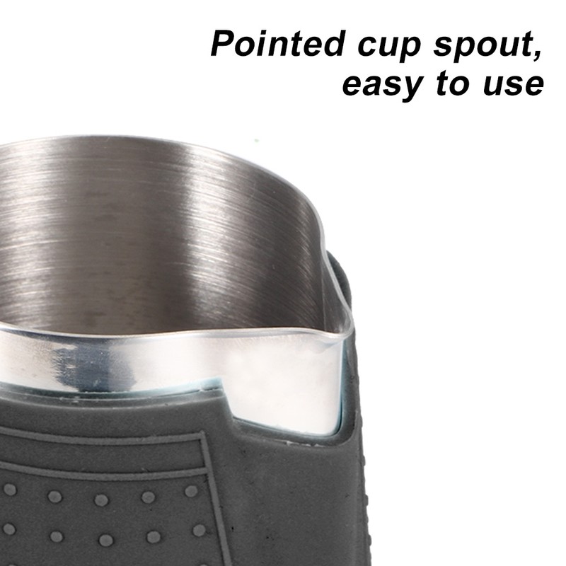 350ml Stainless Steel Milk Frothing Cup Anti-Scald Silicone Coffee Pitcher