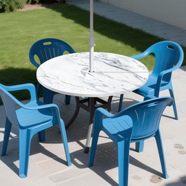 Highdi Round Outdoor Tablecloth with Umbrella Hole, Elastic Mármol Printable Garden Tablecloth Round Waterproof Table Cloth for Picnic, Patio, Garden, Ideal for 70 cm - 90 cm