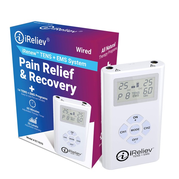 TENS Unit and EMS Muscle Stimulator Combination for Pain Relief, Arthrits and Muscle Recovery - Treats Tired and Sore Muscles in Your Shoulders, Back, Ab's, Legs, Knee's and More