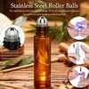 PrettyCare 4 Pack 10 ml Amber Glass Roller Bottles for