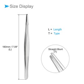 CoCud Tweezers 180mm Length Stainless Steel Straight Dull Serrated Tip Tweezers - (Application: For Product Repair of Mechanical Equipment)