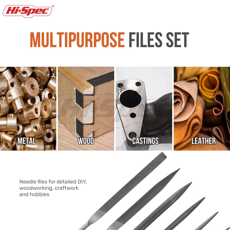 Hi-Spec File Set, 6-Piece Needle Files Metal Mini File Set