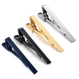 TOPINCN Paquete de 4 Clips de Corbata Clásicos, 4 Colores Clip de Corbata para Hombres Cobre Moda Elegante Acabado Liso Juego de Abrazaderas para el Cuello de Corbata para Hombres Clips