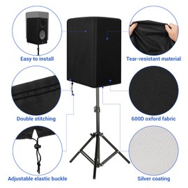 Yexcend Speaker Cover for 10 Inch PA/DJ Powered Speaker Mounted on Stand, Outdoor Speaker Covers UV Protection Water Resistant Dustproof 600D Oxford Cloth(Black)