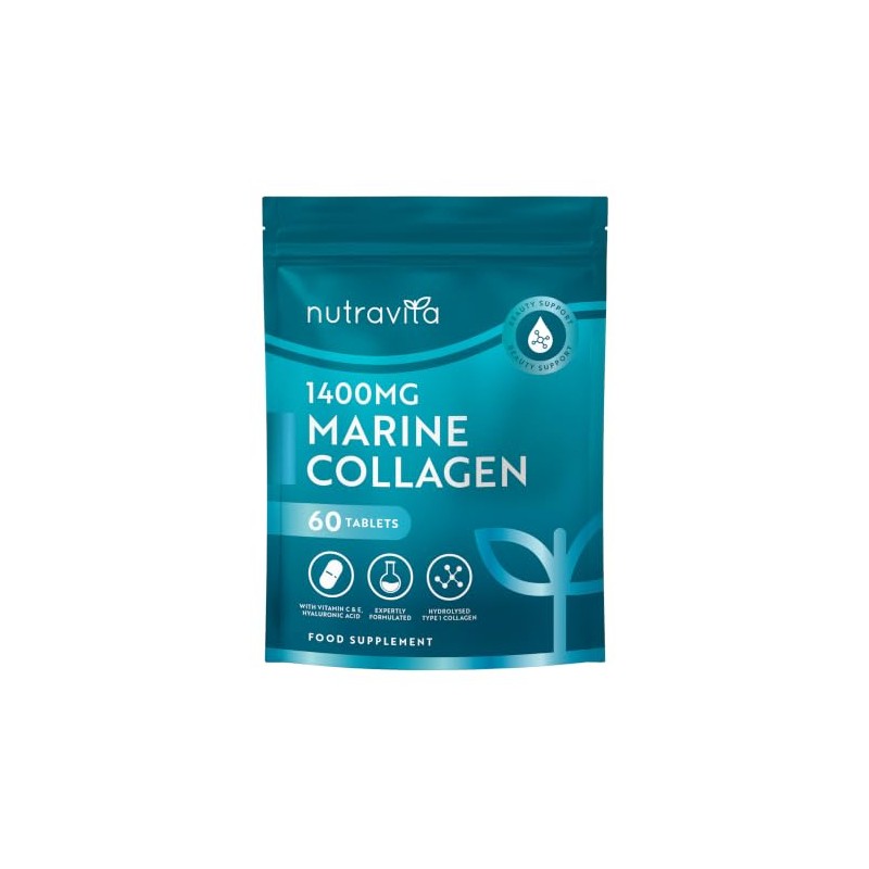 Nutravita Marine Collagen Tablets 1400mg & Hyaluronic Acid - 60-1