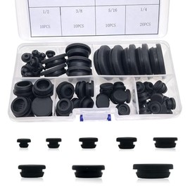 80PCS Silicone Hole Plugs Kit - 7 Sizes (1/4" 5/16" 3/8" 1/2" 5/8" 3/4" 1") - Snap Locking Round Hole Plugs Grommets for Automotive Hole Caps Drain Plugs Bottle Stoppers, Furniture etc. (Black)