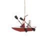 Shoeless Joe Snowman and Santa in Kayak Christmas Tree Decoration