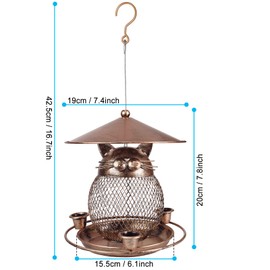 LBTING Bird Feeder for Outdoor, Squirrel Proof Metal Wild Bird Feeder Decoration for Hanging Outside Garden Yard, Cute Cat-Shaped