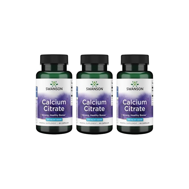 Swanson Calcium Citrate 200 mg 60 Caps (3 Pack)
