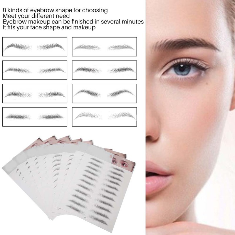 8pcs Tattoo Eyebrow Sticker Waterproof Breathable Long Lasting False Eyebrows