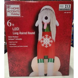 Home Accents Holiday 6 Ft LED Long-Haired Hound Airblown Inflatable Christmas