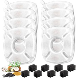 16 Pcs Cat Water Fountain Replacement Filters, 8 Pack Filters 8 Pack Pre- Sponges Fit for 67oz, 95oz, 135oz Automatic Pet Fountain Dog Water Dispenser