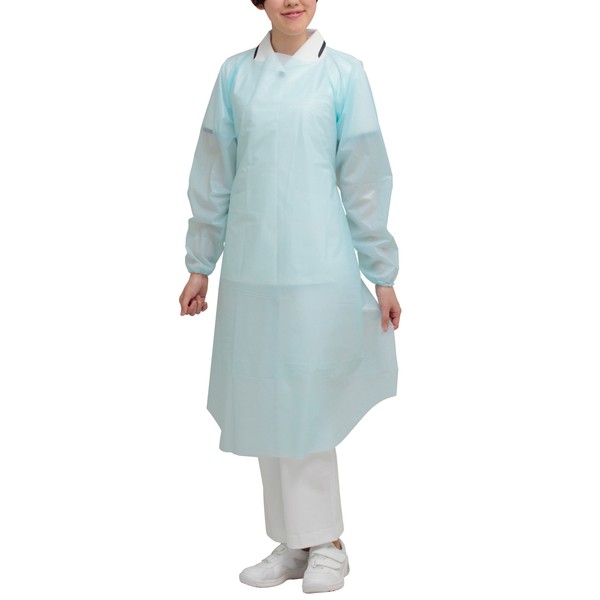 Midori Anzen Verde Poly Guard Apron, Long Sleeve, Elastic Cuffs,