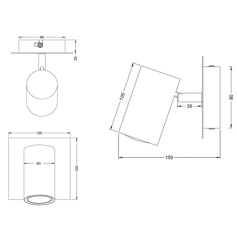 Trio Leuchten 802400107 Spotlight in Matt Nickel 1-Bulb Wall Spotlight