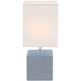 Bedside Lamp with Fabric Shade, Textile White Lampshade, Decorative Lamp (Bedside Lamp, Table Lamp, Height 29 cm, Ceramic Base Grey, E14 Socket)