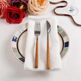 FEKIDO White Cloth Napkins Set of 4, Polyester Dinner Napkins Washable Reusable, Wave Lace Table Cloth Napkins for Christmas Thanksgiving Festival Holiday Dinner Table Decoration