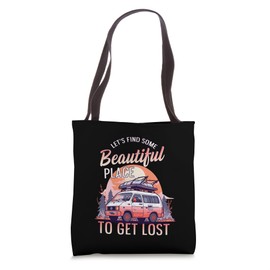 Van Camper Rooftop Camping Hiking Nature Outdoor Adventure Tote Bag