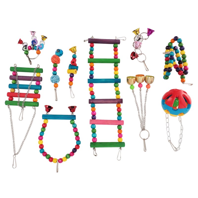 Bird Toy Set Colorful Boredom Relief Chewing Climbing Parrot Swing