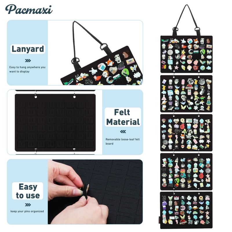 Hanging Enamel Lapel Pin Display Panels Organizer With 5 Loose-leaf