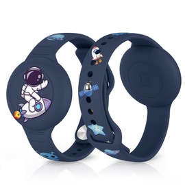 Vancle Air Tag Bracelet for Kids, Waterproof Cute Cartoon Air Tag Wristband for Air Tag Holder, Adjustable Anti Lost Wristband for Toddler Baby, Boys, and Girls, Elders (DarkBlue)