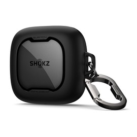 SURITCH for SHOKZ OpenFit Air Case Cover, Magnetic Locking Cases for SHOKZ OpenFit Air Open-Ear Headphones, Protective Bumper Cover with Carabiner & Keyring for OpenFit Air Earbuds (2024), Black