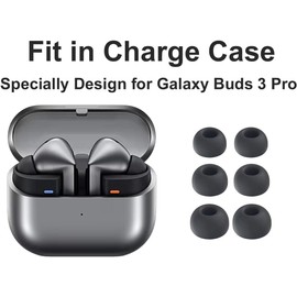 Replacement Earbuds Tips Silicone Ear Tips for Galaxy Buds3 Pro, Galaxy Buds 3 Pro Eartips Medium Size 3 Pairs,Black 913b M